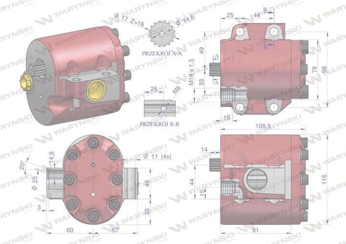 Pompa hydrauliczna 5211-7745 Wzmocniona 42l/min ZETOR WARYŃSKI