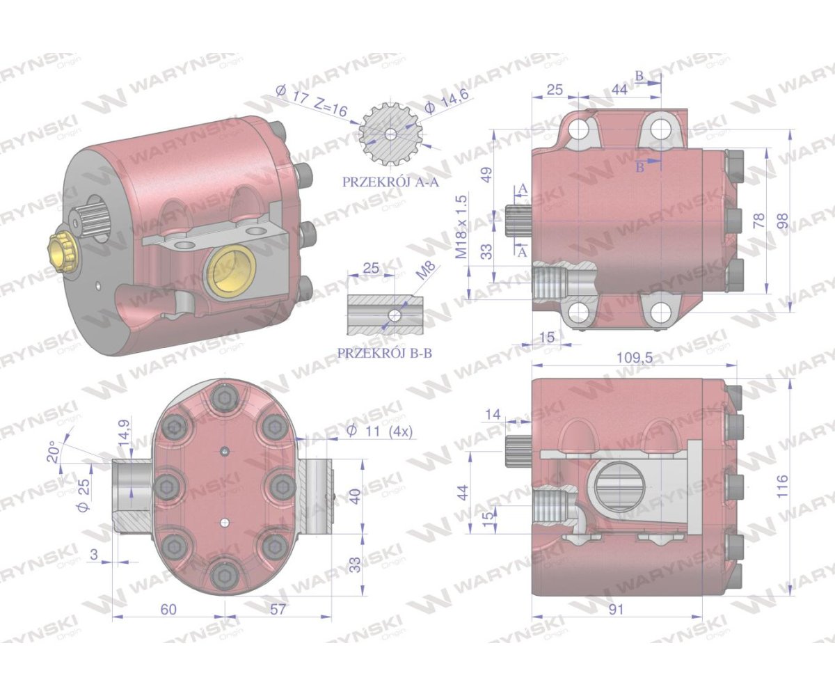 Pompa hydrauliczna 5211-7745 Wzmocniona 42l/min ZETOR WARYŃSKI