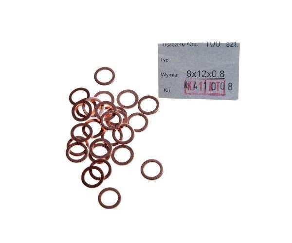 Podkładka, uszczelka miedziana 8x12x0.8 ( sprzedawane po 100 )