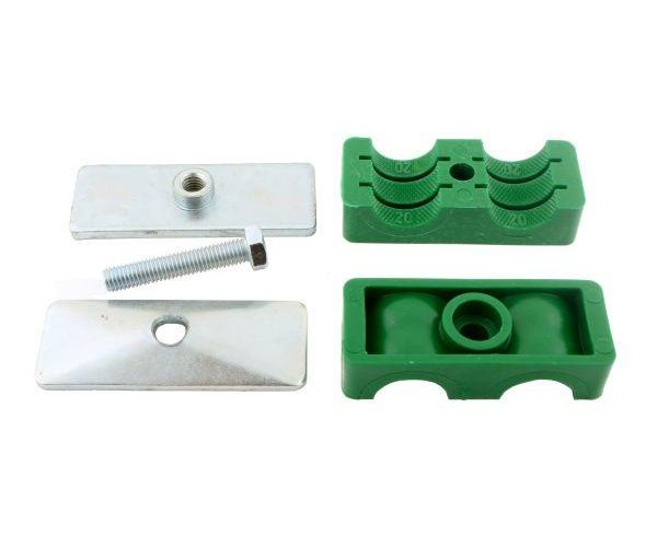 Uchwyt (obejma) podwójny kompletny do rur/węży/przewodów - rozmiar fi 16mm