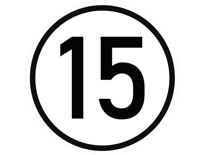 Naklejka laminowana limit prędkości v2 15 km/h- czarna obwódka