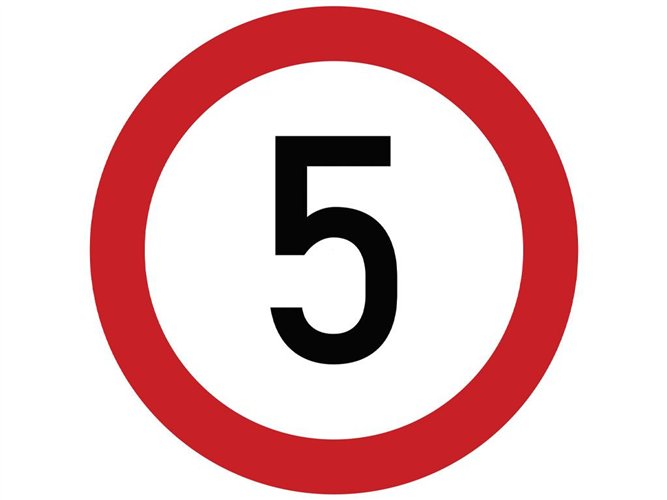 Naklejka laminowana limit prędkości 5 km/h- czerwona obwódka