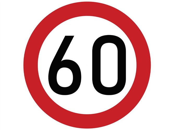 Naklejka laminowana limit prędkości 60 km/h- czerwona obwódka
