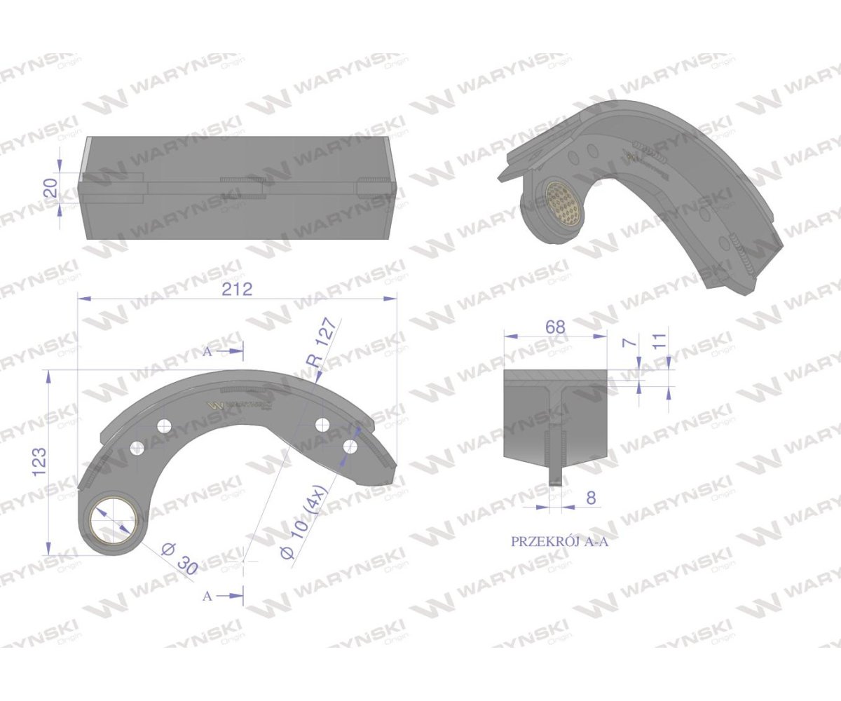 Szczęka hamulcowa 04399854 DEUTZ Waryński (sprzedawane po 4 )