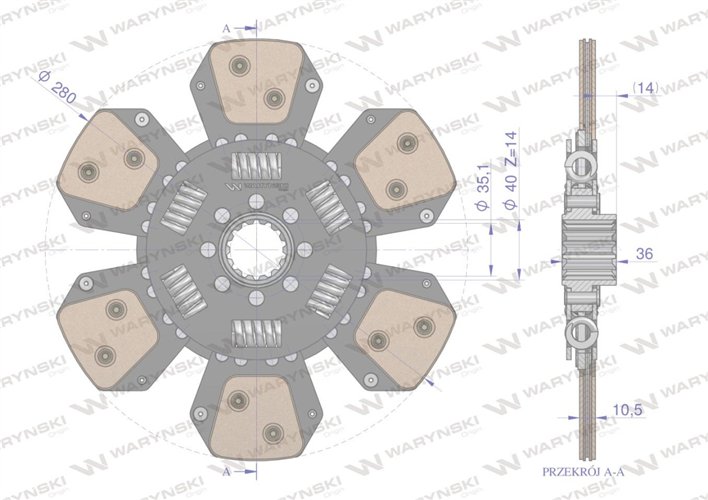 Tarcza sprzęgła Ceramiczna FIAT. LANDINI. MF. NEW HOLLAND Waryński