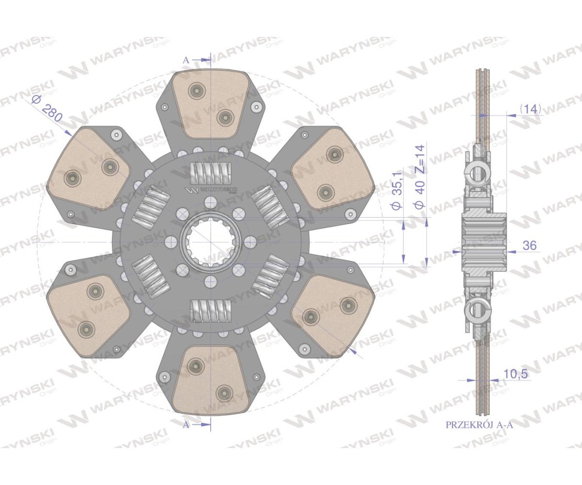 Tarcza sprzęgła Ceramiczna FIAT. LANDINI. MF. NEW HOLLAND Waryński