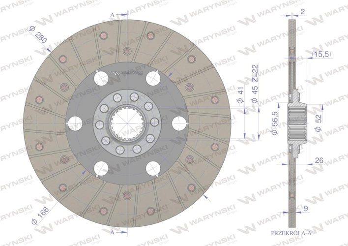 Tarcza sprzęgła CASE fi 280 Waryński