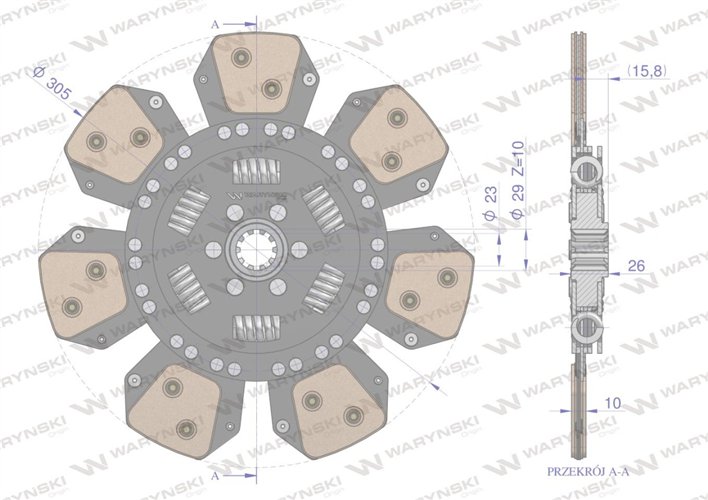 Tarcza sprzęgła Ceramiczna ze sprężynami CASE Waryński