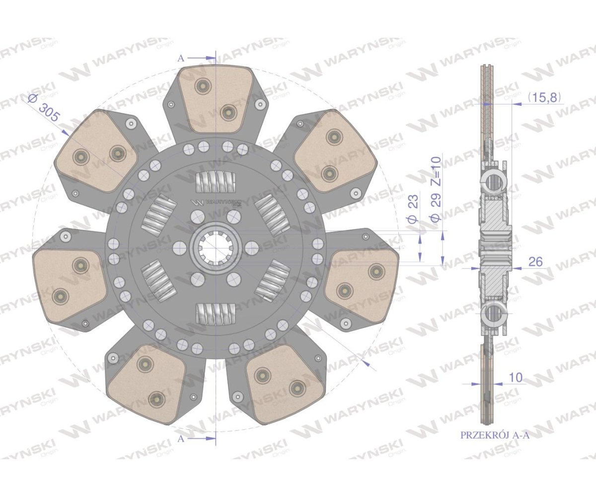 Tarcza sprzęgła Ceramiczna ze sprężynami CASE Waryński