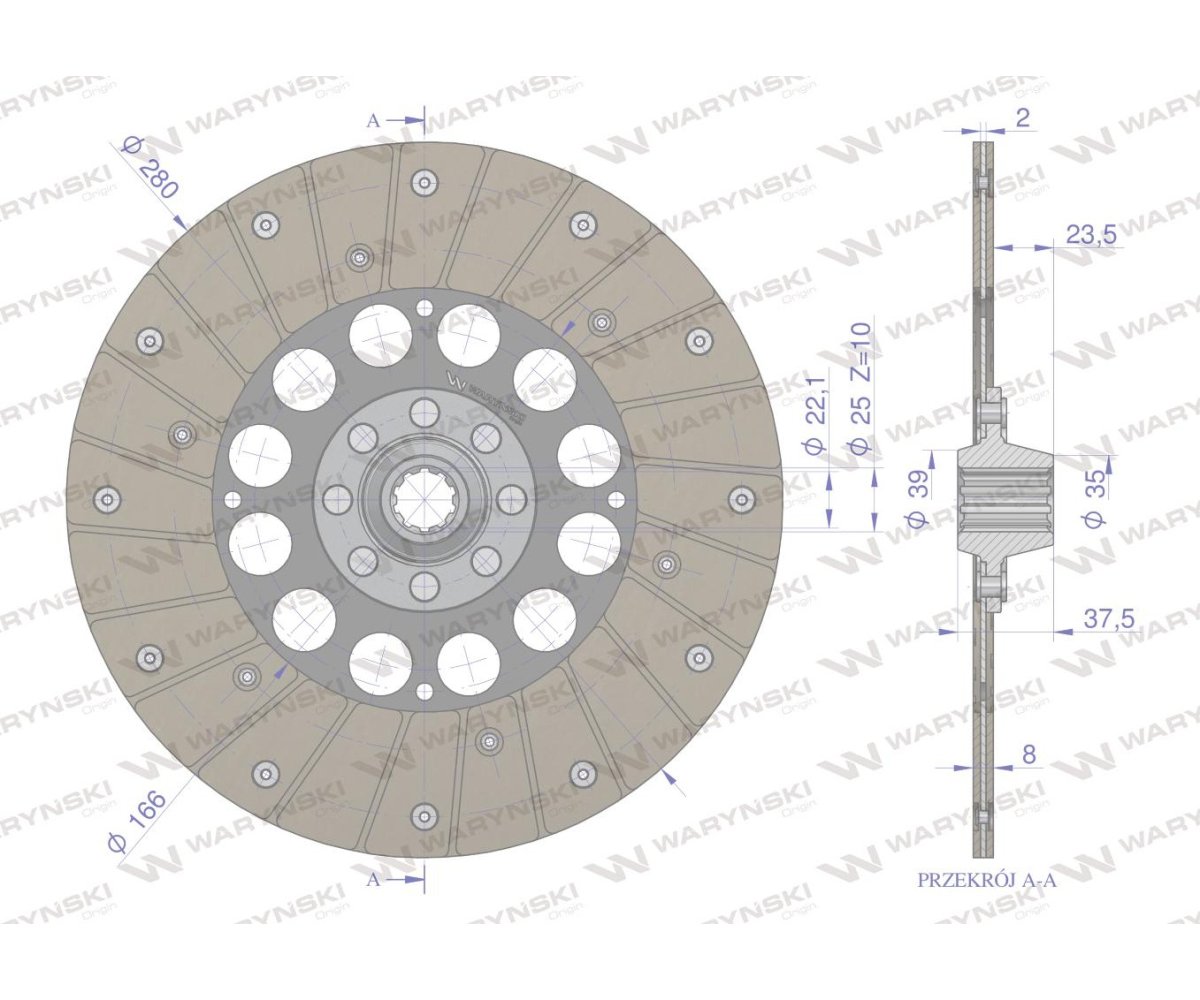 Tarcza sprzęgła CASE. FIAT. FORD. LANDINI. McCormick. MF. NEW HOLLAND Waryński