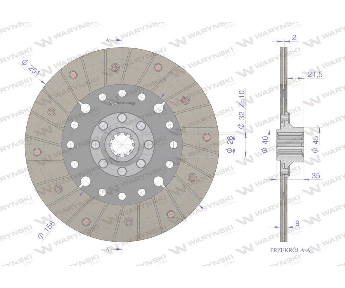 Tarcza sprzęgła AH64100 JOHN DEERE Waryński