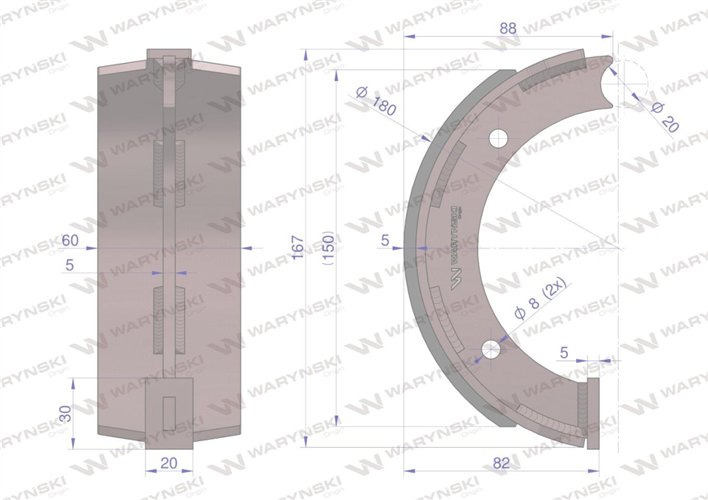 Szczęka hamulcowa DEUTZ. FENDT Waryński (Sprzedawane po 4 )
