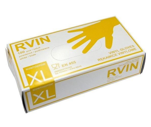 Rękawice wykonane z winylu XL gospodarstwa domowe, ogólne prace mechaniczne opakowanie 100 szt.