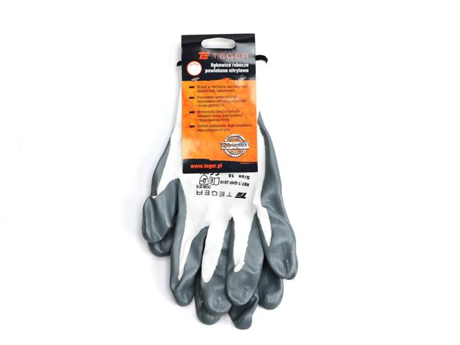 Rękawice robocze powlekane nitrylem CE rozmiar 8 Teger (sprzedawane po 12 szt)