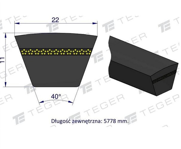 Pas klinowy Hard-Belt (T-603017.0) AP1000833 do CLAAS 603017.0 TEGER