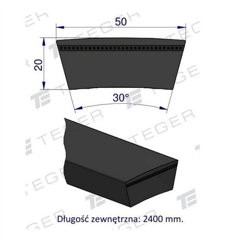 Pas klinowy Hard-Belt (T-603317.0) Pas klinow+C25y AP1001515 do CLAAS 603317.0 TEGER