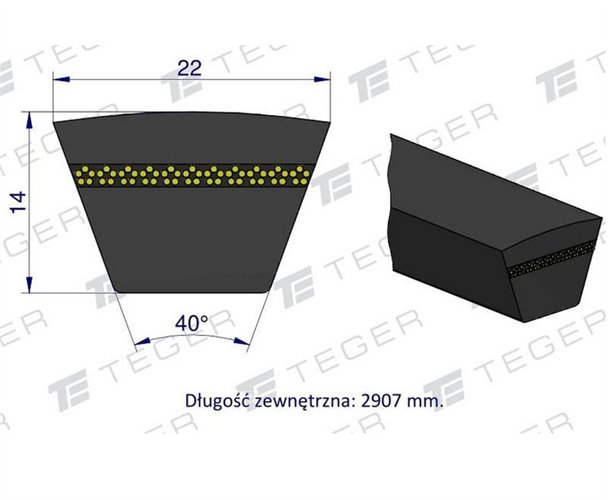 Pas klinowy Hard-Belt (T-603337.0) AP1000662 do CLAAS 603337.0 TEGER