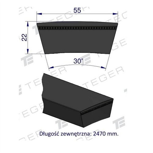 Pas klinowy Hard-Belt (T-609823.0) AP1001225 do CLAAS 609823.0 TEGER