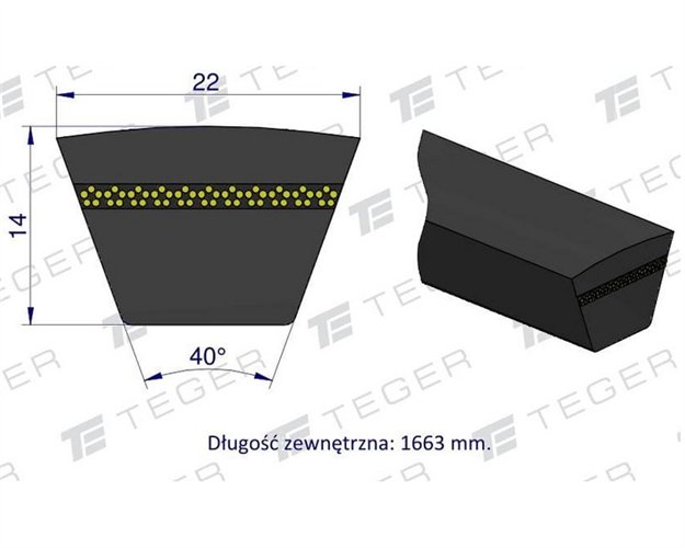 Pas klinowy Hard-Belt (T-629214.0) AP1002317 do CLAAS 629214.0 TEGER