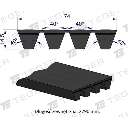 Pas klinowy Hard-Belt (T-644404.0) AP1003354 do CLAAS 644404.0 TEGER