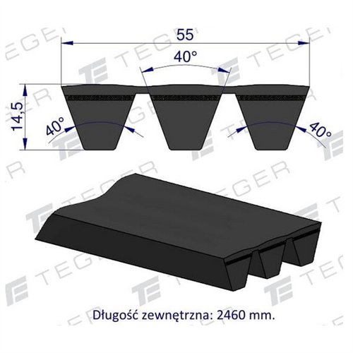 Pas klinowy Hard-Belt (T-671012.0) AP1003631 do CLAAS 671012.0 TEGER