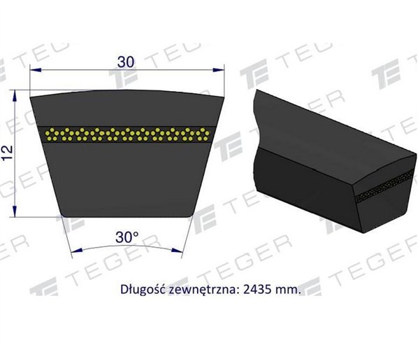 Pas klinowy Hard-Belt (T-671209.0) AP1001039 do CLAAS 671209.0 TEGER