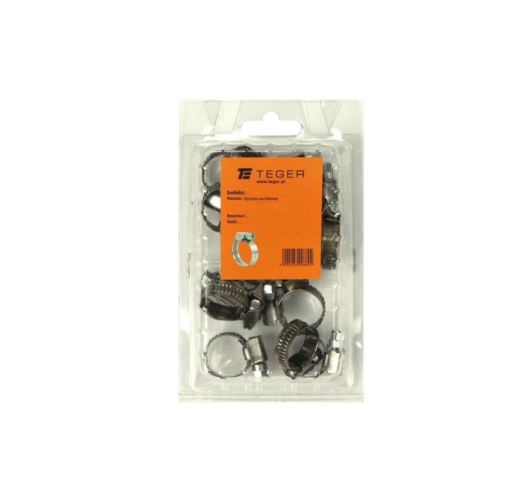 Opaska zaciskowa 30-45 ślimakowa (obejma W2 - stal nierdzewna) szerkość 9mm (blister) TEGER ( sprzedawane po 6 )
