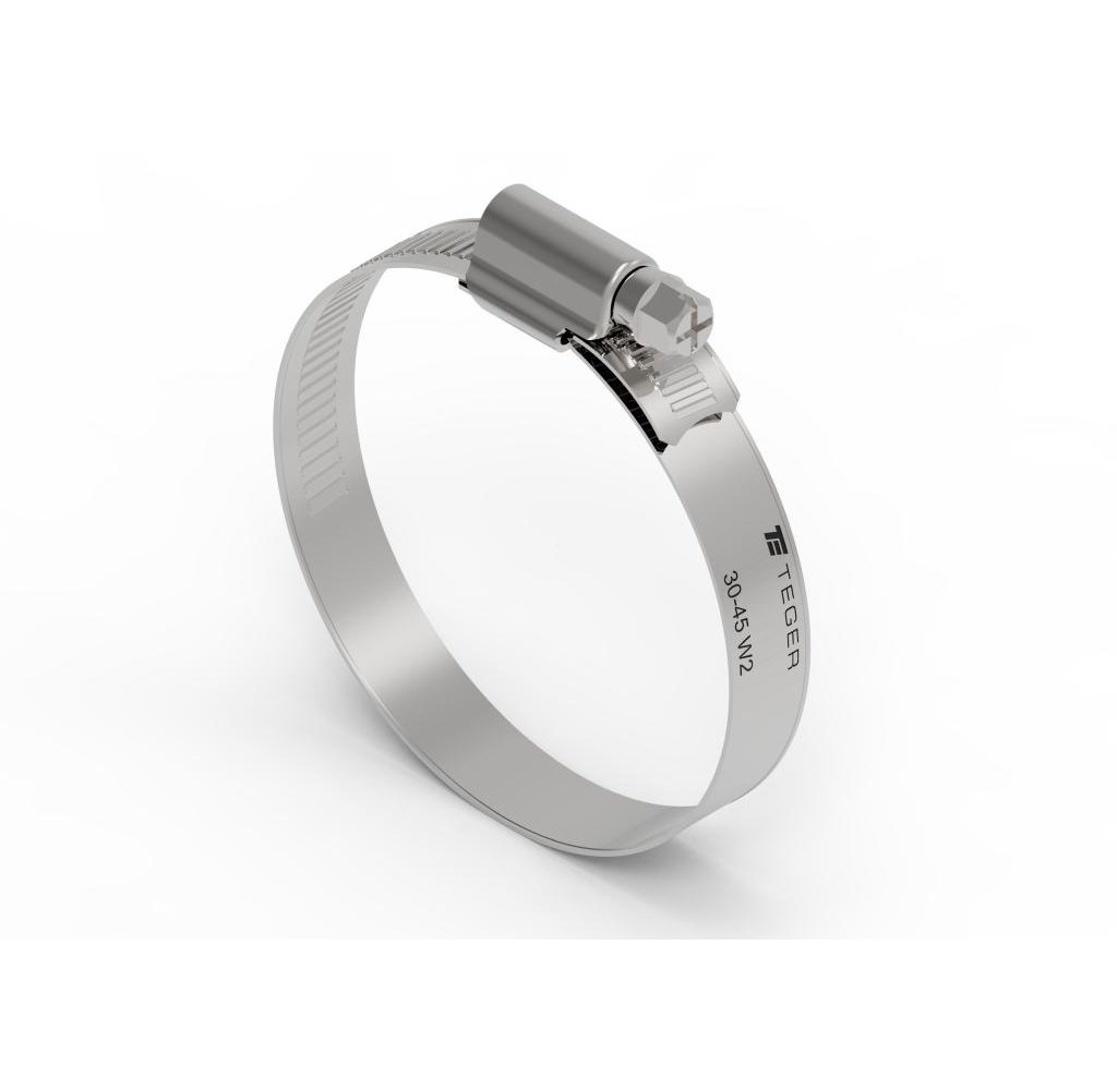 Opaska zaciskowa wzmocniona 30-45 ślimakowa (obejma W2 - stal nierdzewna) szerkość 12mm (blister) TEGER ( sprzedawane po 6 )