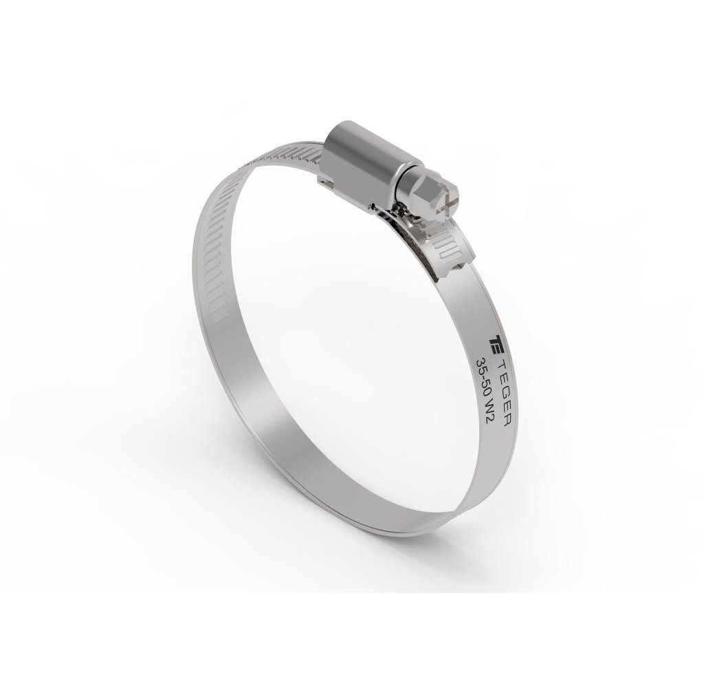 Opaska zaciskowa 35-50 (32-50) ślimakowa (obejma W2 - stal nierdzewna) szerkość 9mm (blister) TEGER ( sprzedawane po 6 )