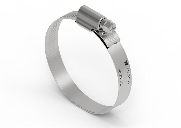 Opaska zaciskowa wzmocniona 50-70 ślimakowa (obejma W2 - stal nierdzewna) szerkość 12mm TEGER ( sprzedawane po 25 )