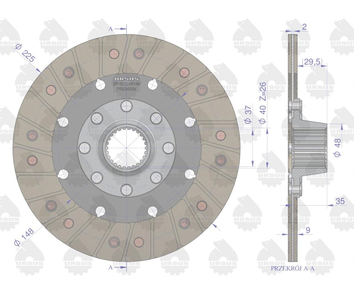 Tarcza sprzęgła napędu przekaźnika II stopnia C-330 PREMIUM ORYGINAŁ URSUS