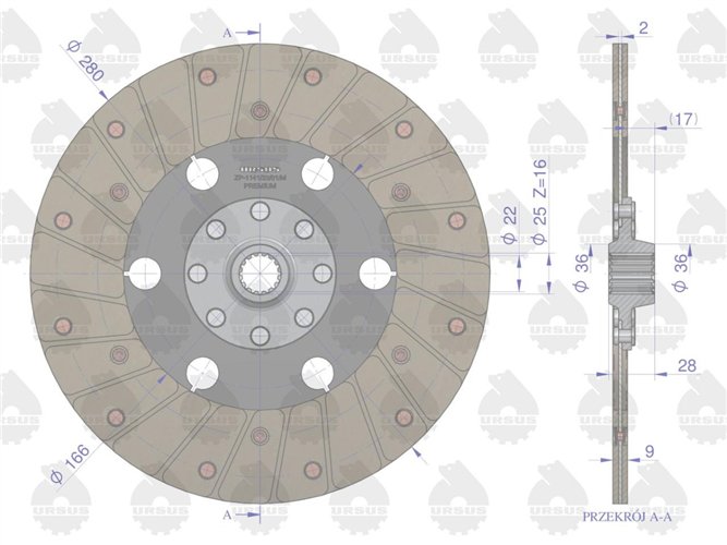 Tarcza sprzęgła napędu ciągnika I stopnia C-330M PREMIUM ORYGINAŁ URSUS