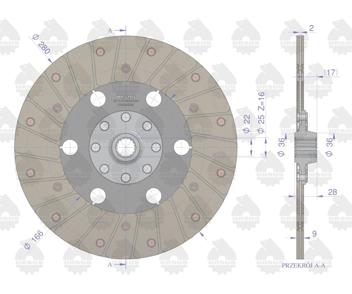 Tarcza sprzęgła napędu ciągnika I stopnia C-330M PREMIUM ORYGINAŁ URSUS