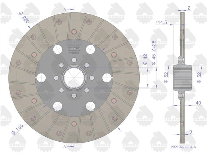 Tarcza sprzęgła napędu przekaźnika II stopnia 951106. 69011169 C-360 PREMIUM ORYGINAŁ URSUS