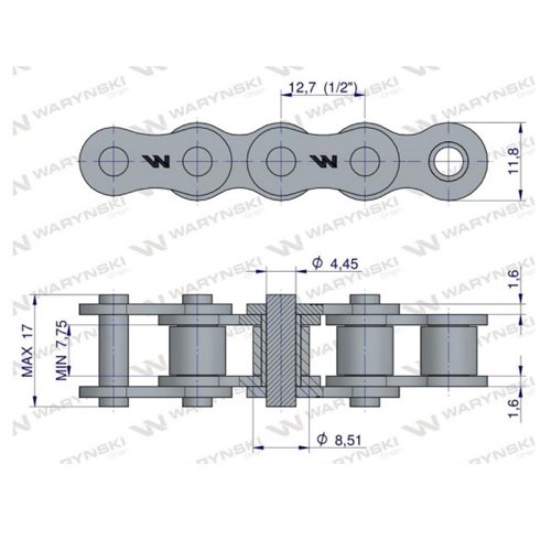 Łańcuch rolkowy 08B-1-38Ps stołu przebierczego zastosowanie Anna Waryński