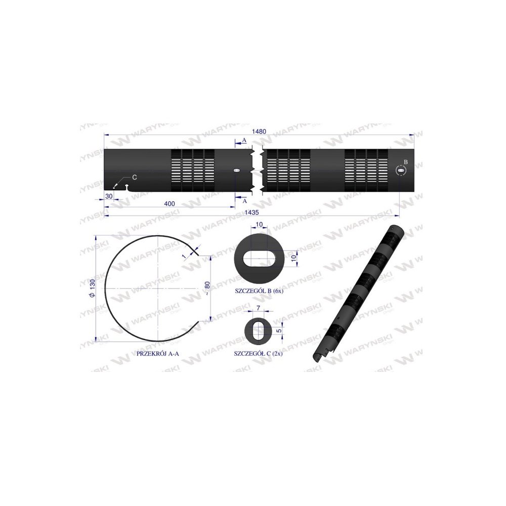 Osłona rury wydechowej do rury AL155688 WARYŃSKI