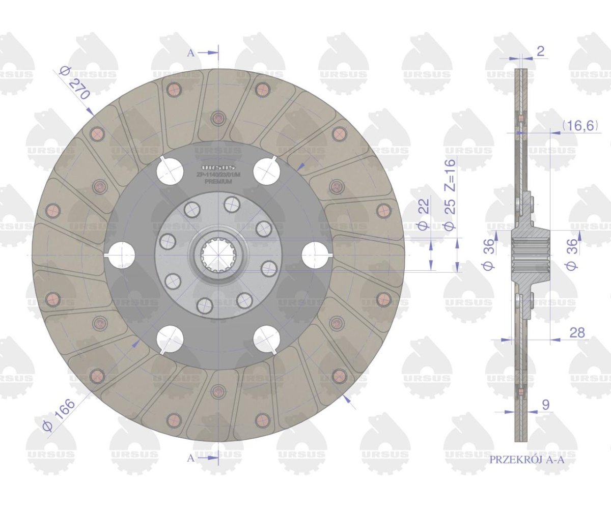 Tarcza sprzęgła napędu ciągnika I stopnia C-330 PREMIUM ORYGINAŁ URSUS