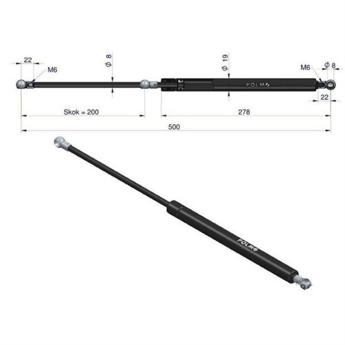 Siłownik drzwi L max. 500mm 134701576P CASE IH POLMO