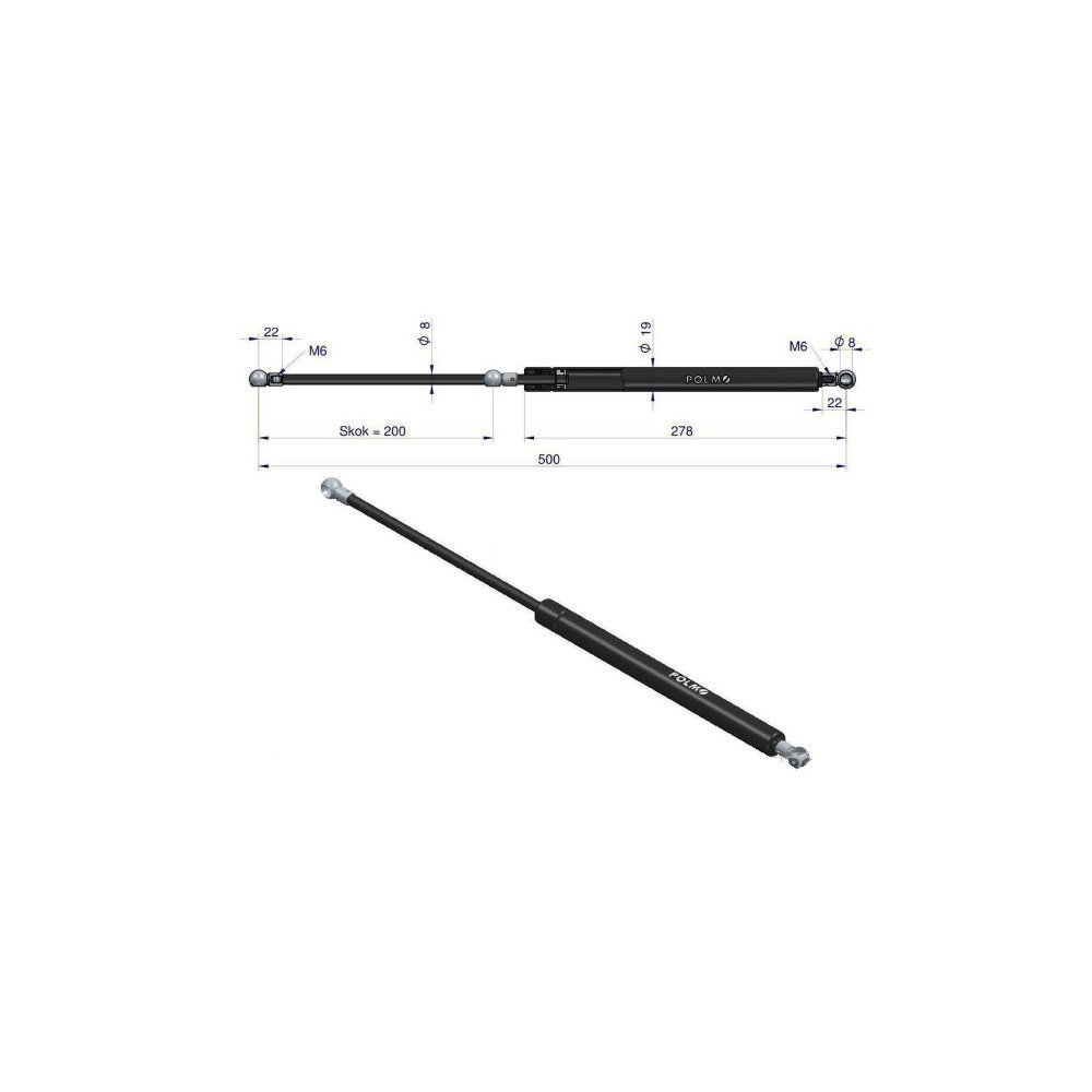 Siłownik drzwi L max. 500mm 134701576P CASE IH POLMO