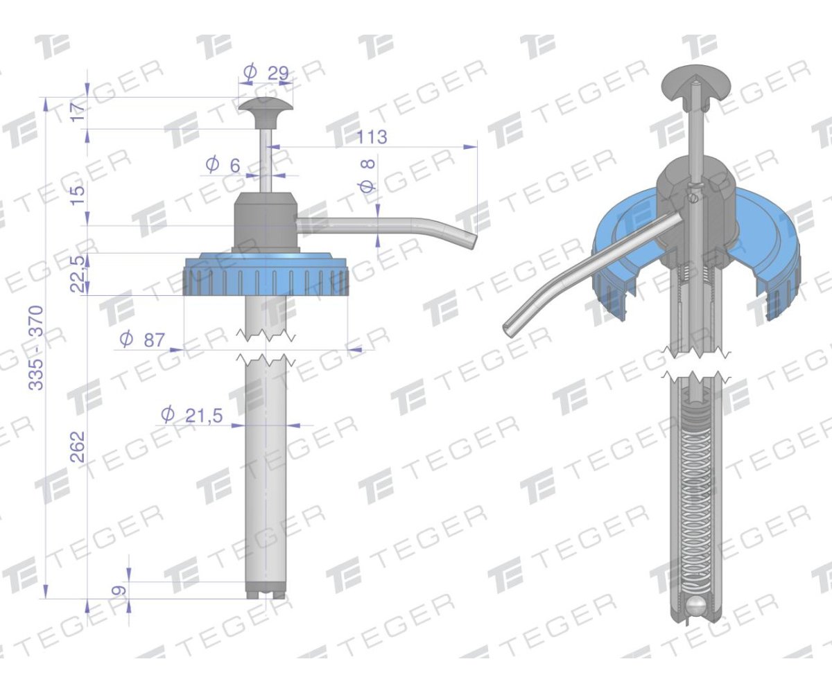 Pompka dozująca do żelu (opakowania 4l) / TEGER