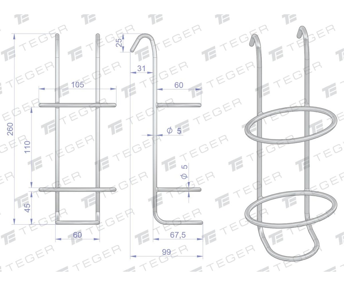 Uchwyt mocujący do mydła i żelu (opakowania 500 ml) / TEGER