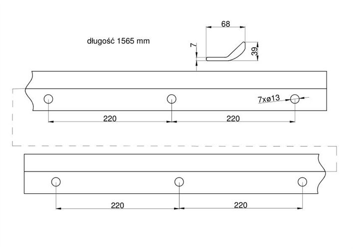 Para cepów bębna młocarni kpl. (P+L) L-1565 mm Claas