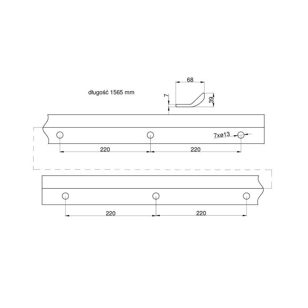 Para cepów bębna młocarni kpl. (P+L) L-1565 mm Claas
