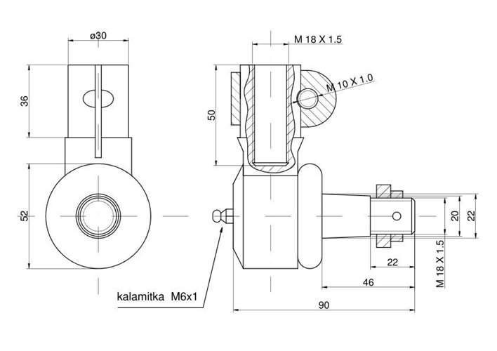 Przegub siłownika skrętu z gwintem wewnętrznym Claas