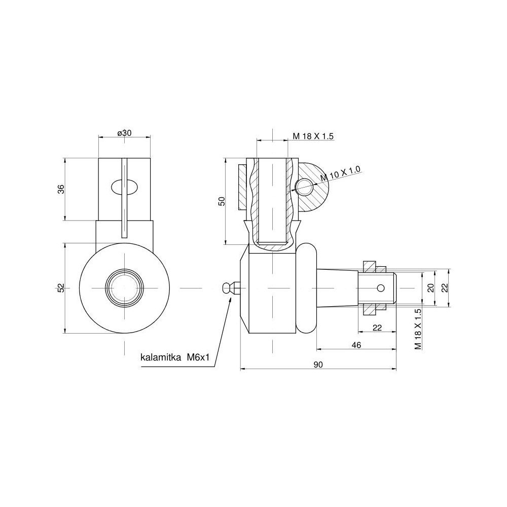 Przegub siłownika skrętu z gwintem wewnętrznym Claas