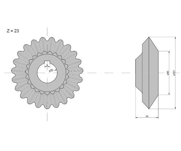 Koło zębate zębatka przekładni wysypu Z-23 Claas