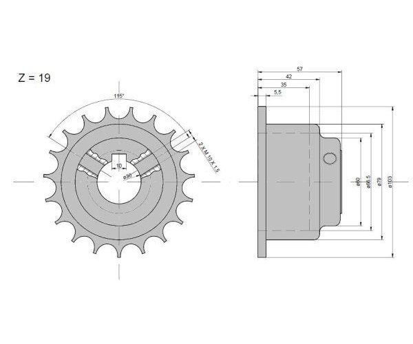 Koło napędowe motowideł z 19 fi- 30 zębatka Claas