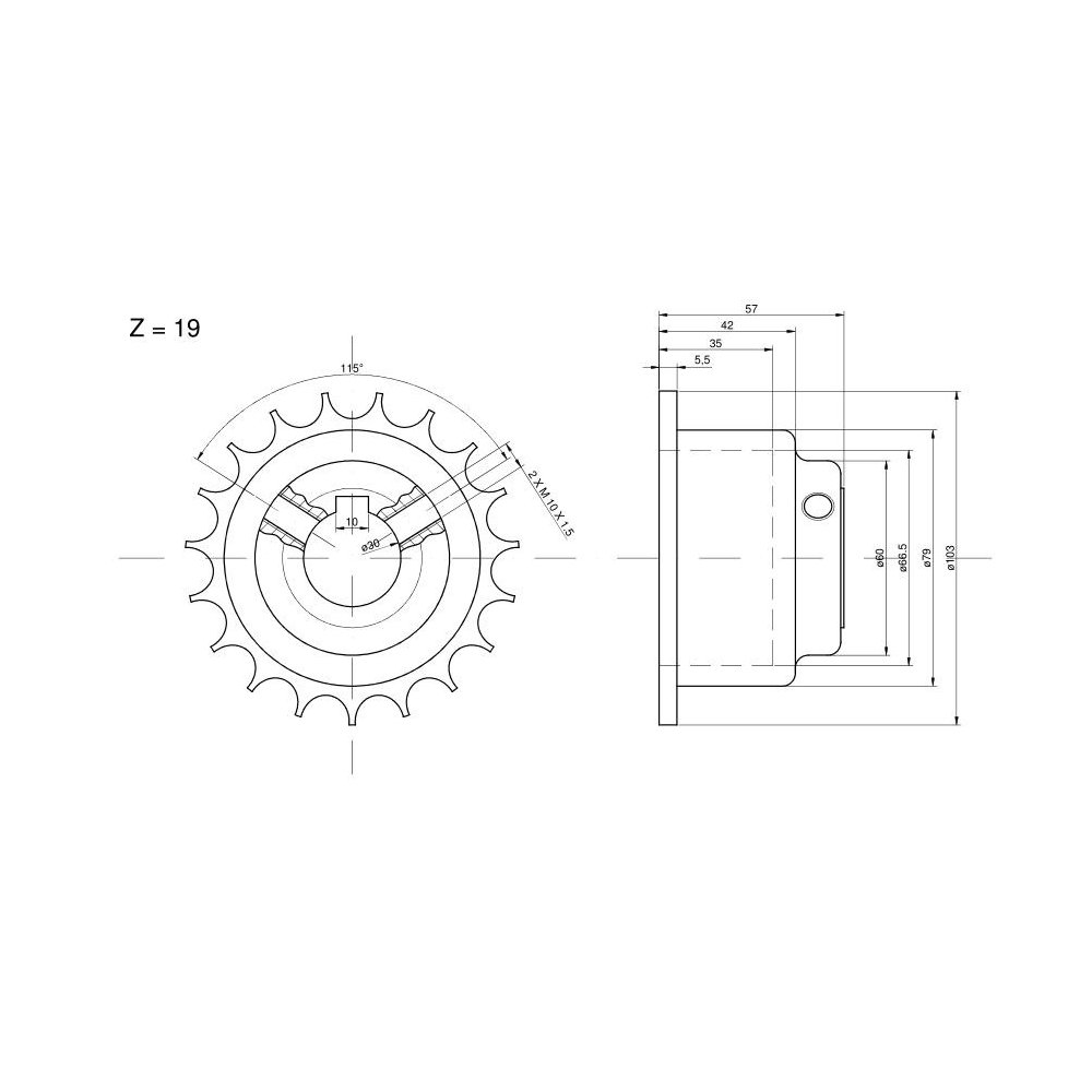 Koło napędowe motowideł z 19 fi- 30 zębatka Claas