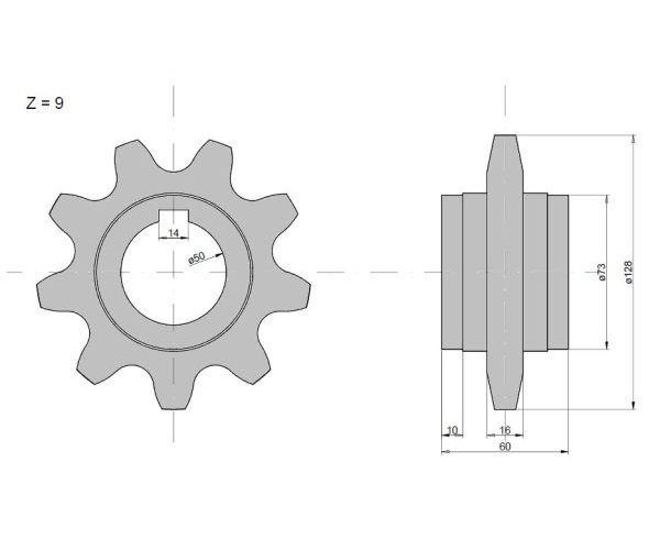 Koło zębate podajnika Z-9 klin Claas