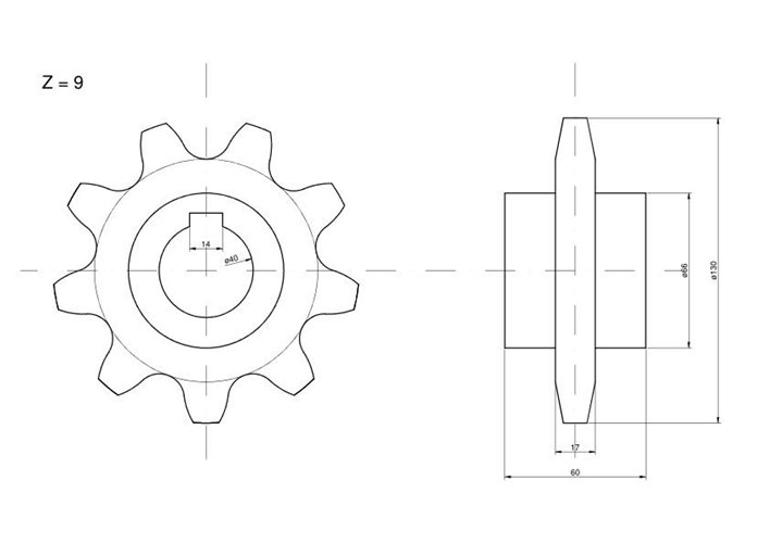 Koło górne podajnika pochyłego Z-9, O 40 mm Claas